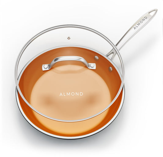Almond 12 Inch Non-Stick Frying Pan with Lid