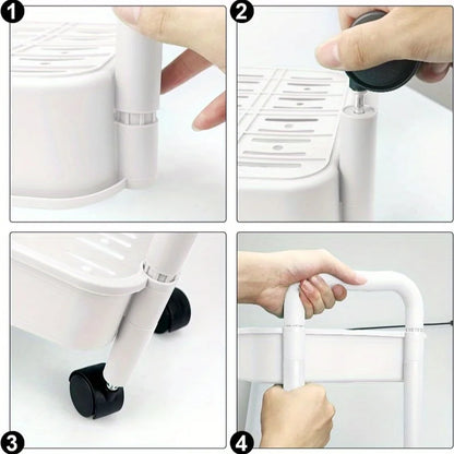 3-Tier Rolling Storage Cart with 360° Swivel Wheels