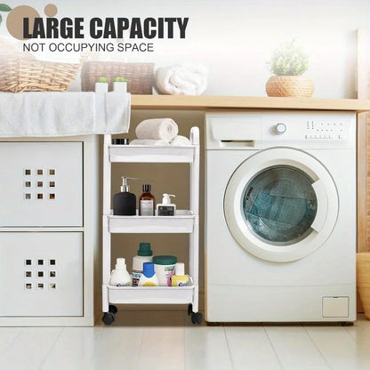 3-Tier Rolling Storage Cart with 360° Swivel Wheels