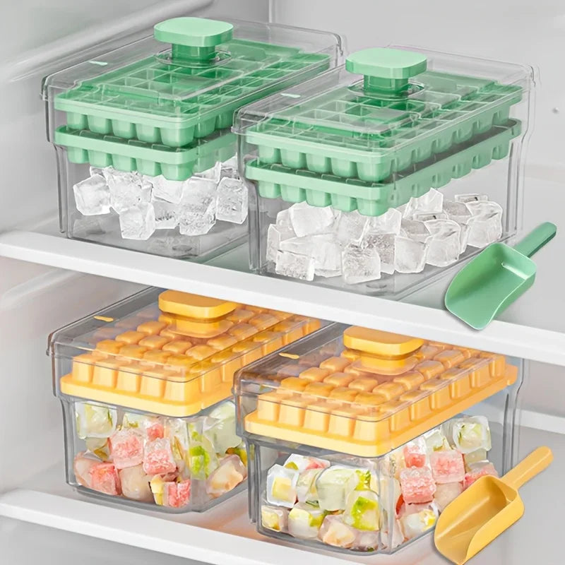 Ice Trays for Freezer with Lid & Bin
