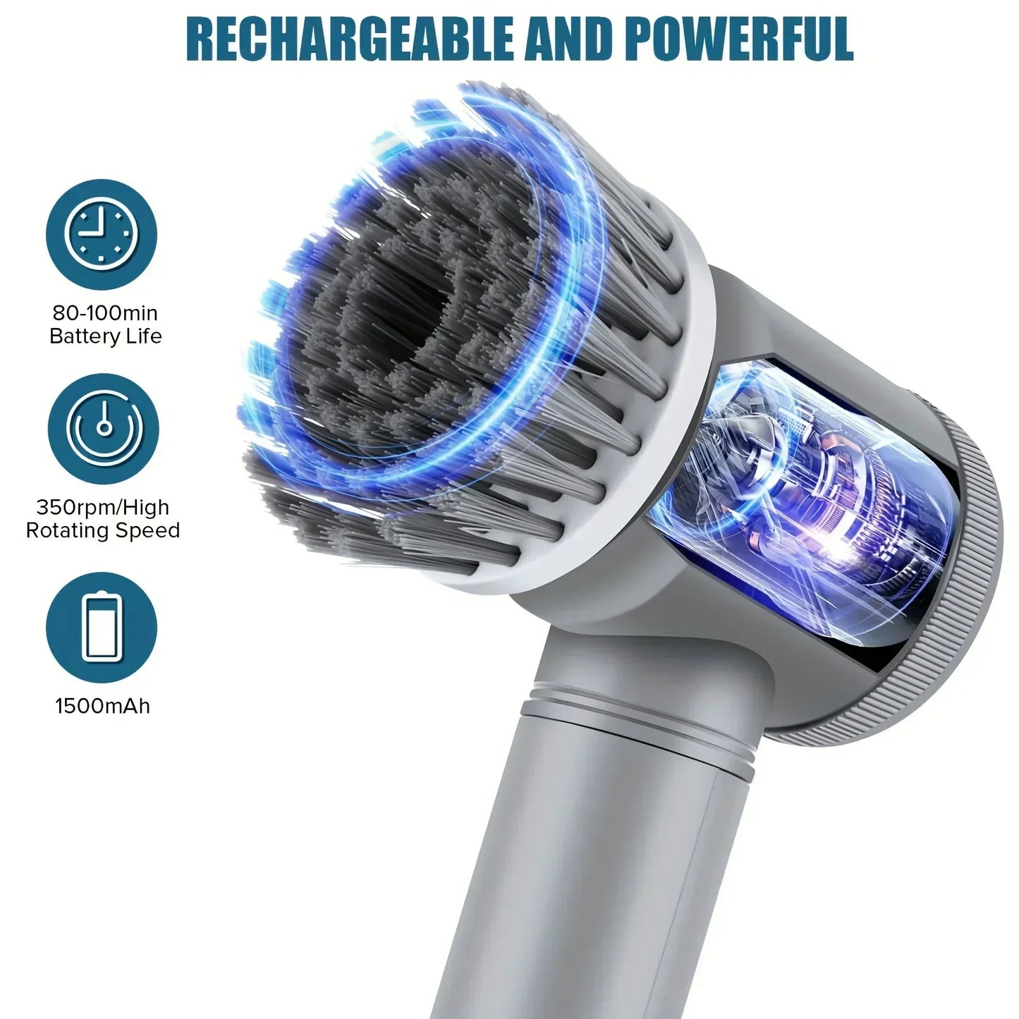 Electric Spin Scrubber, Bathroom Cordless Cleaning Brush