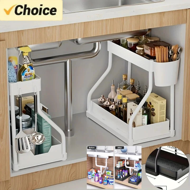 Space Saving 2 Tier Under Sink Organizer