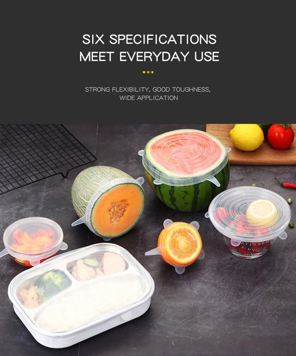 6 Pcs Silicone Cover  Stretch Lids for Kitchen