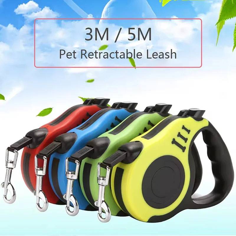 Retractable Dog Leash Outdoor Pet Leash Nylon Braided Rope