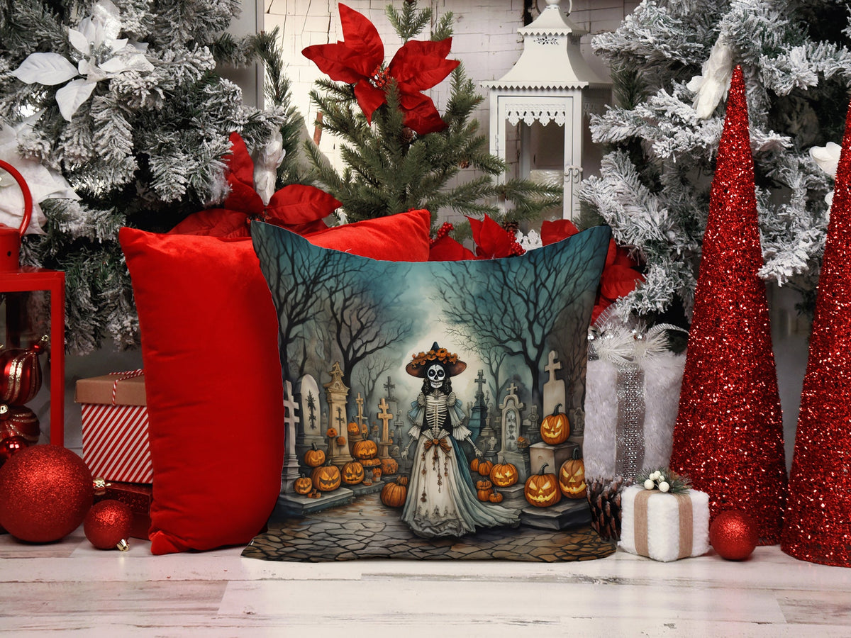 La Catrina Skeleton Spooky Halloween Throw Pillow
